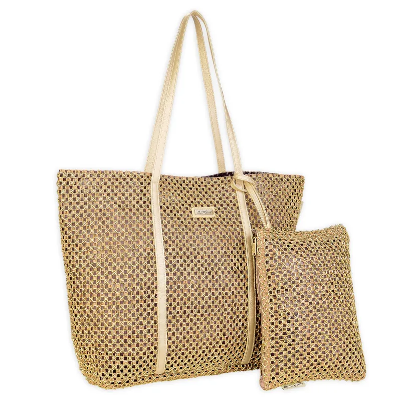 Metallic Shoulder Tote by Sun N Sand - Gold sold by Beach Bunny