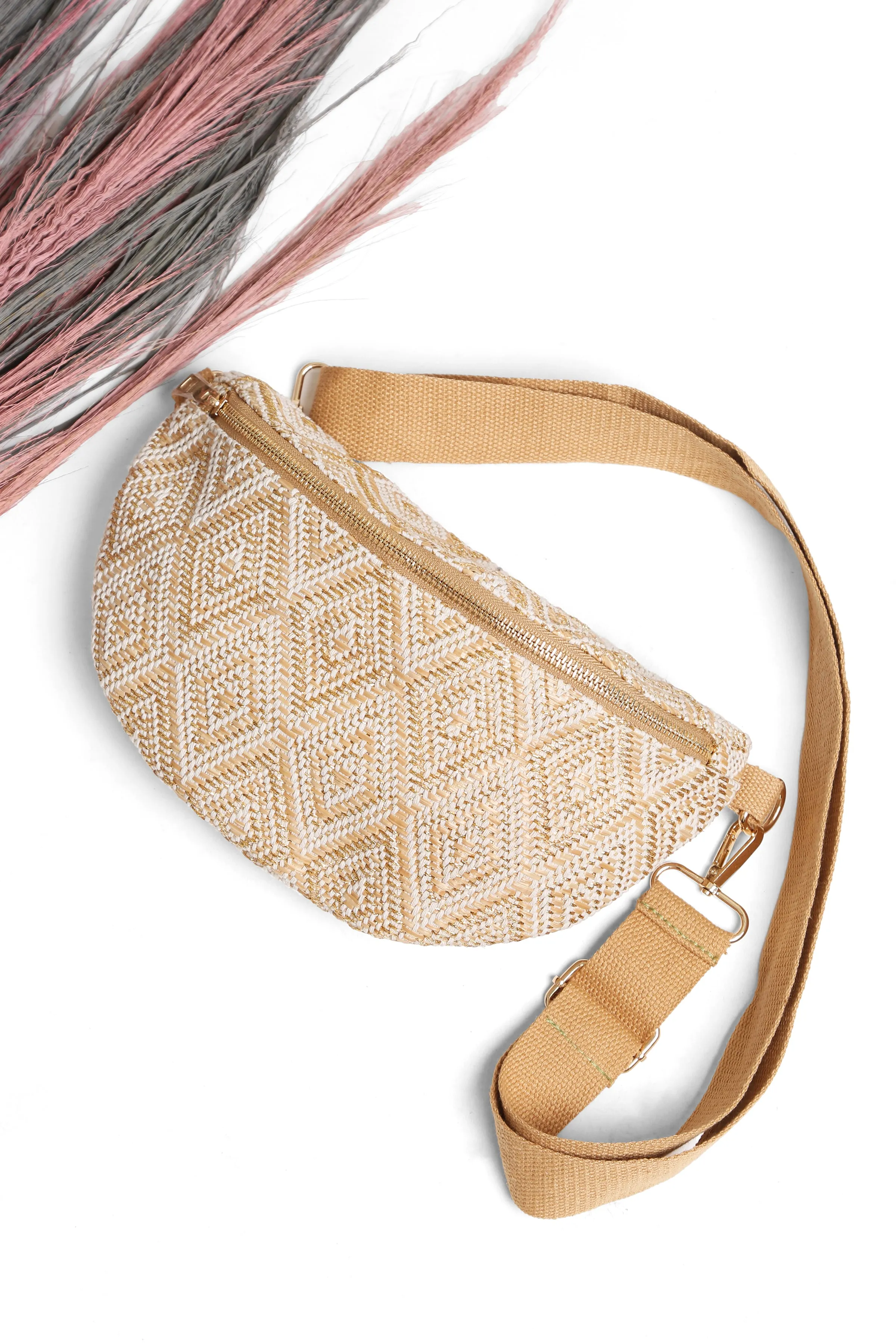 Diamond Pattern Sling Bag - Beige sold by Beach Bunny