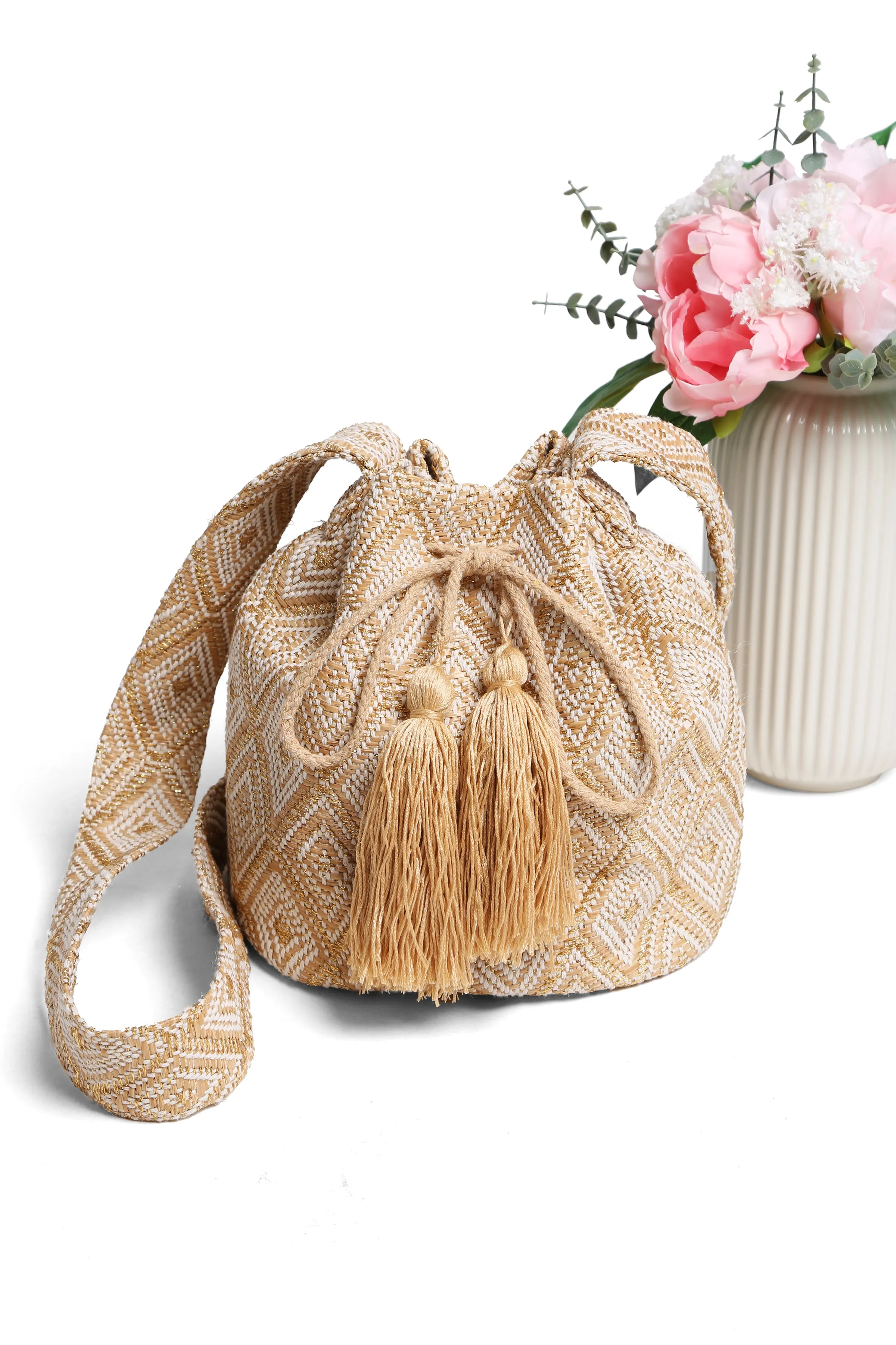 Bucket Crossbody Bag - Beige sold by Beach Bunny