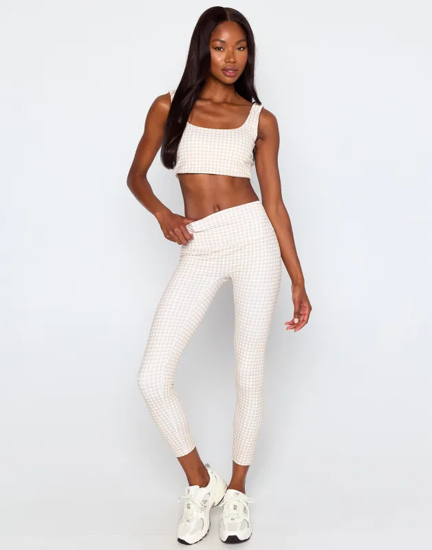 Olivia Bra Top - Beige Gingham made by Beach Bunny