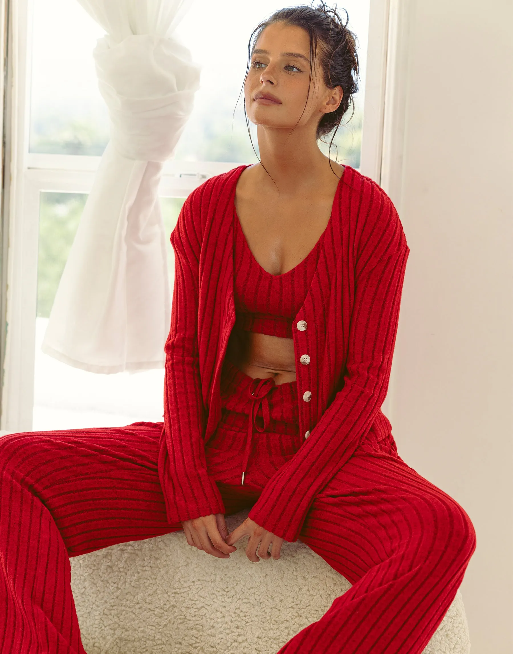 Mai Long Sleeve Cardigan - Red sold by Beach Bunny