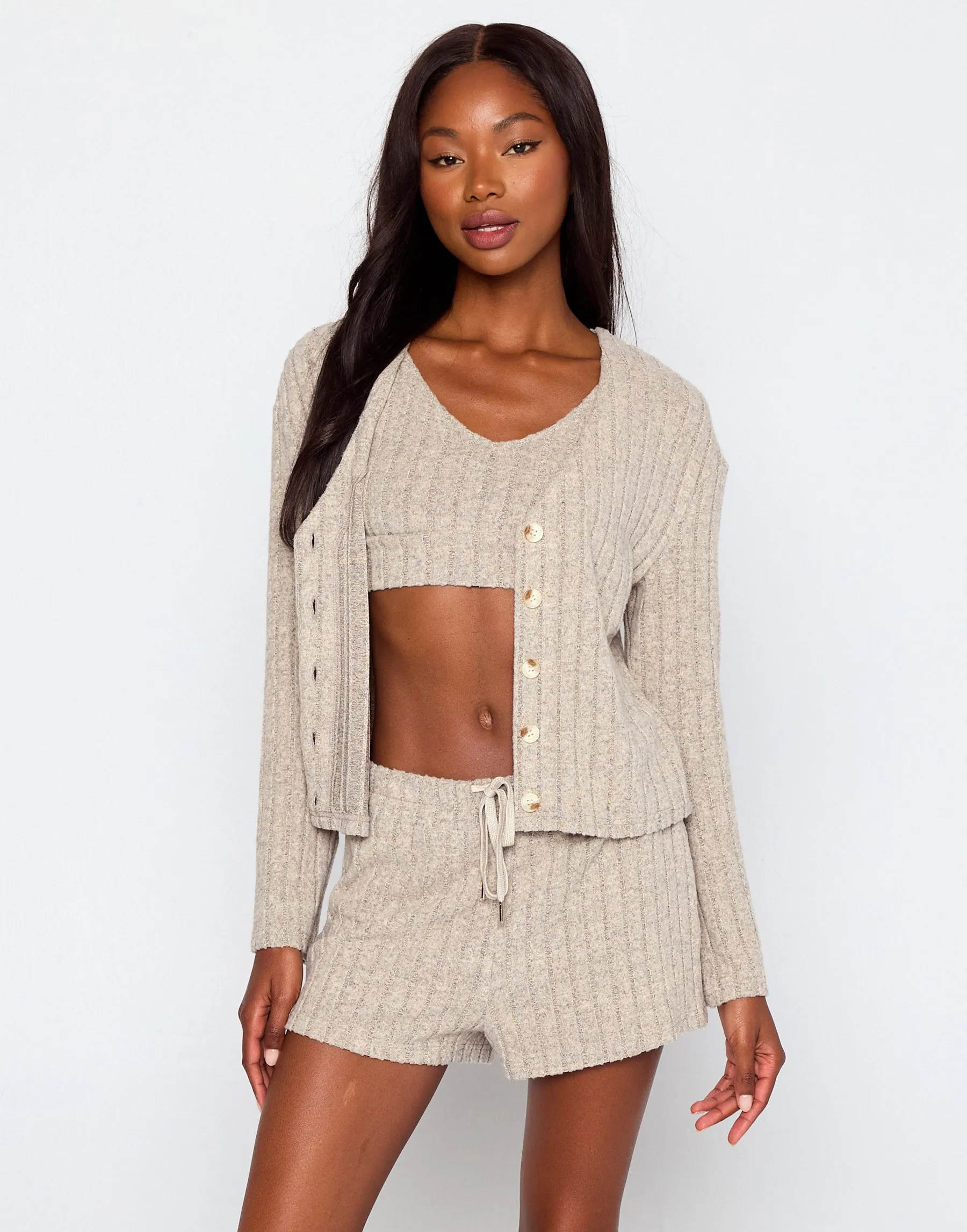 Mai Long Sleeve Cardigan - Oatmeal sold by Beach Bunny