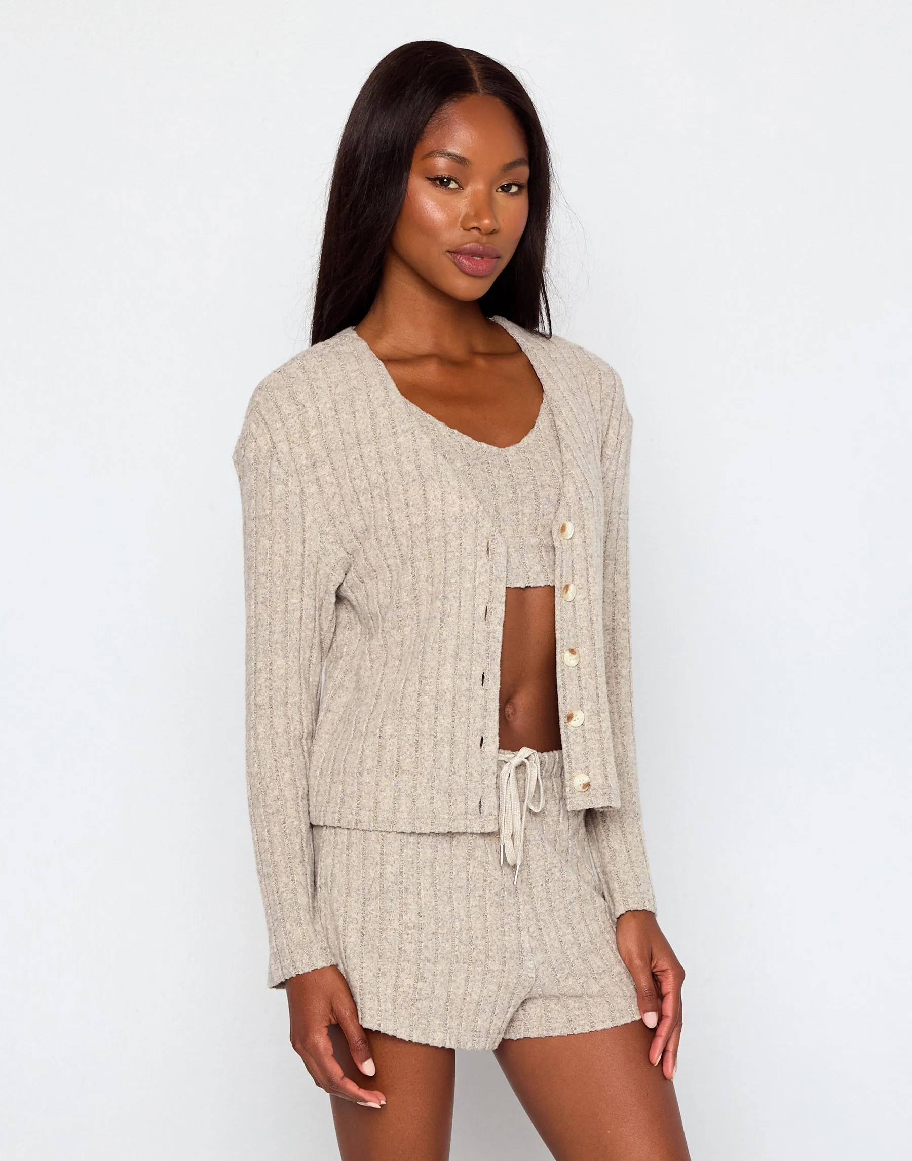 Mai Long Sleeve Cardigan - Oatmeal sold by Beach Bunny product image thumbnail 2