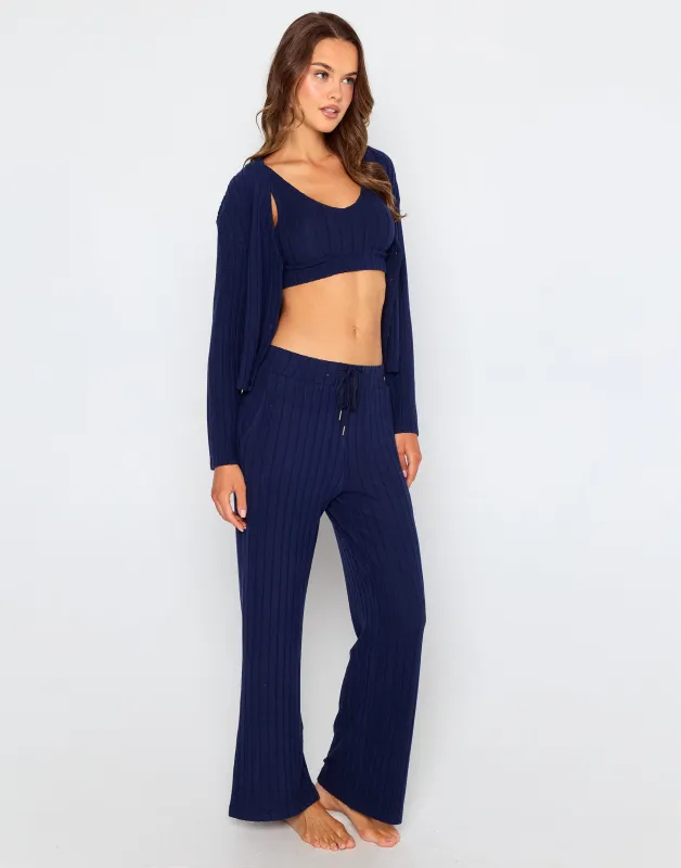 Mai Wide Leg Pant - Navy made by Beach Bunny
