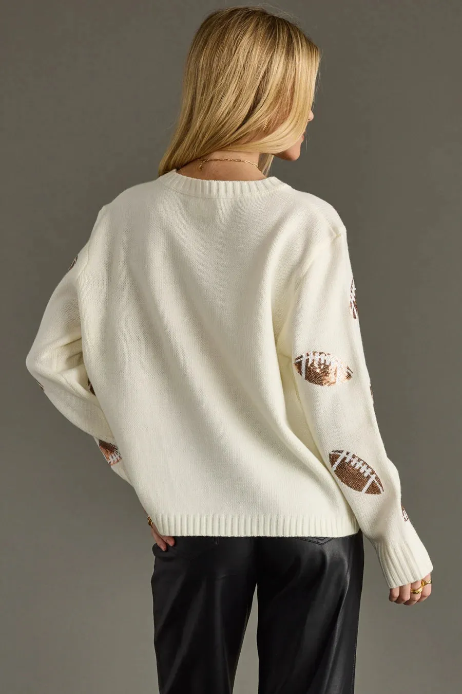 Sequin Football Sweater by Panache - Cream sold by Beach Bunny product image thumbnail 3