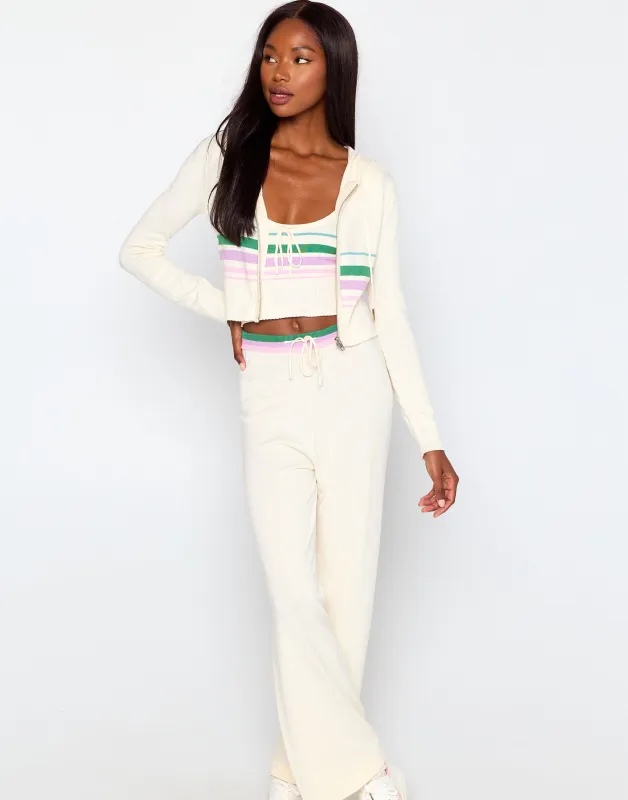 Colette Knit Stripe Jacket - Off White sold by Beach Bunny