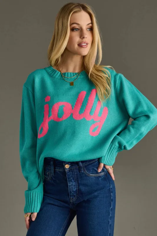 Stay Jolly Knit Sweater by Panache Apparel - Teal made by Beach Bunny