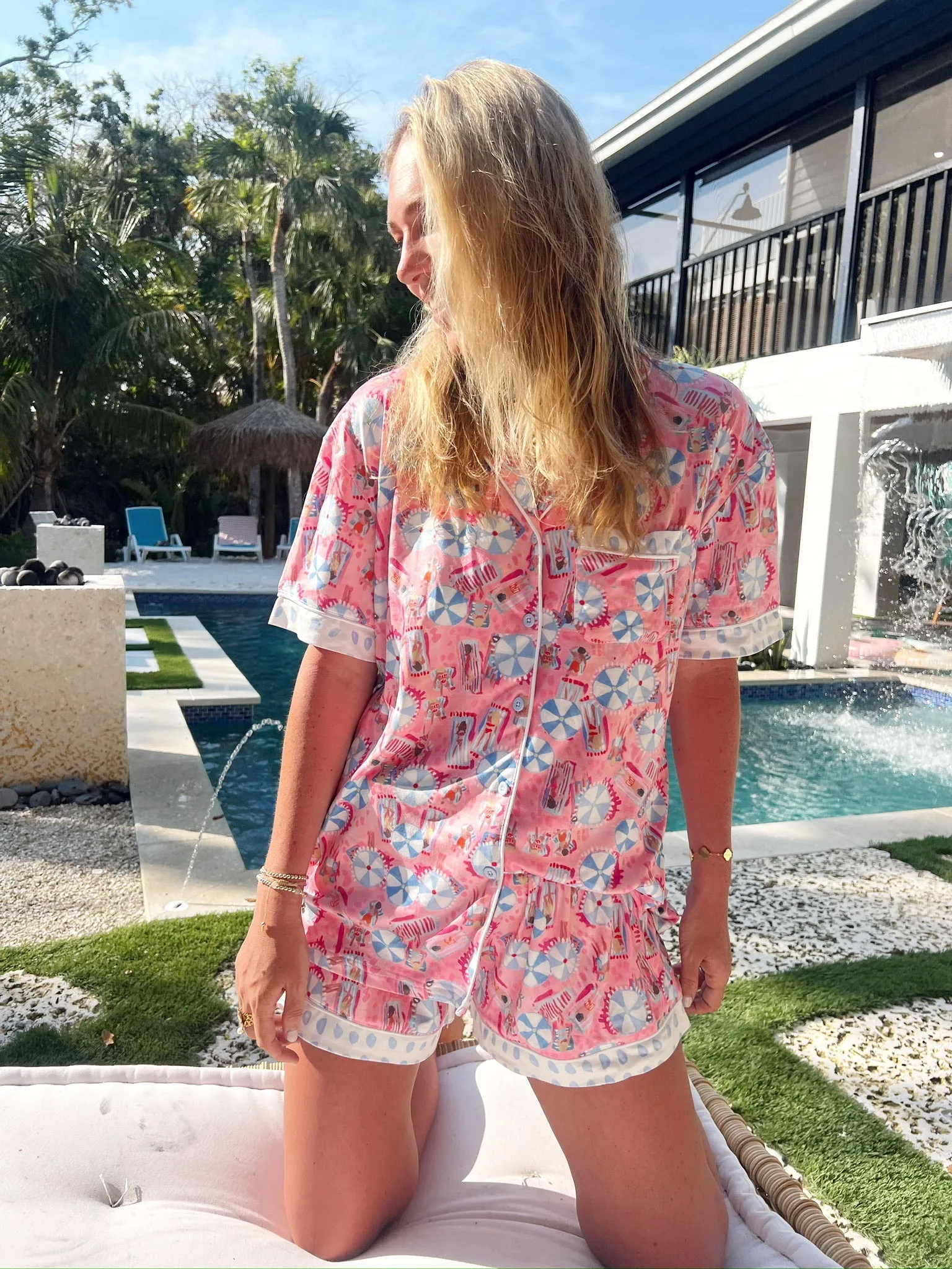 Pink Beach - Short Sleeve Pajama Set sold by Beach Bunny