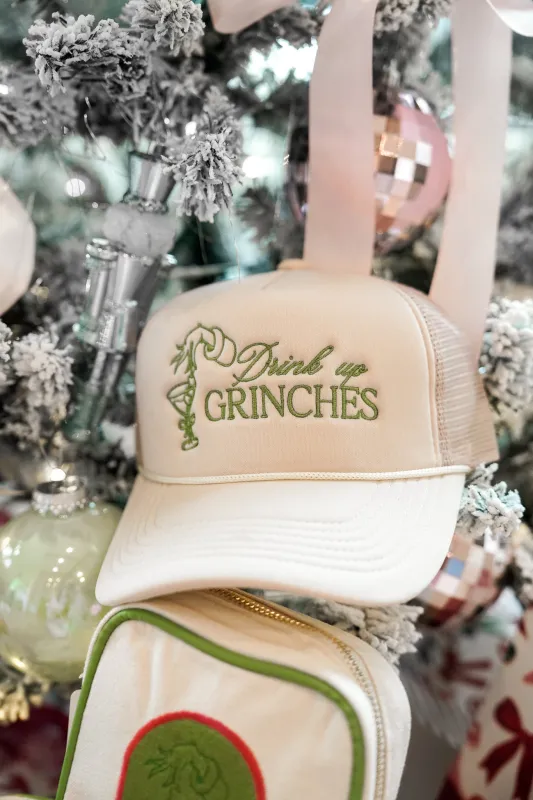 Drink Up Grinches - Tan Foam Trucker Hat sold by Beach Bunny