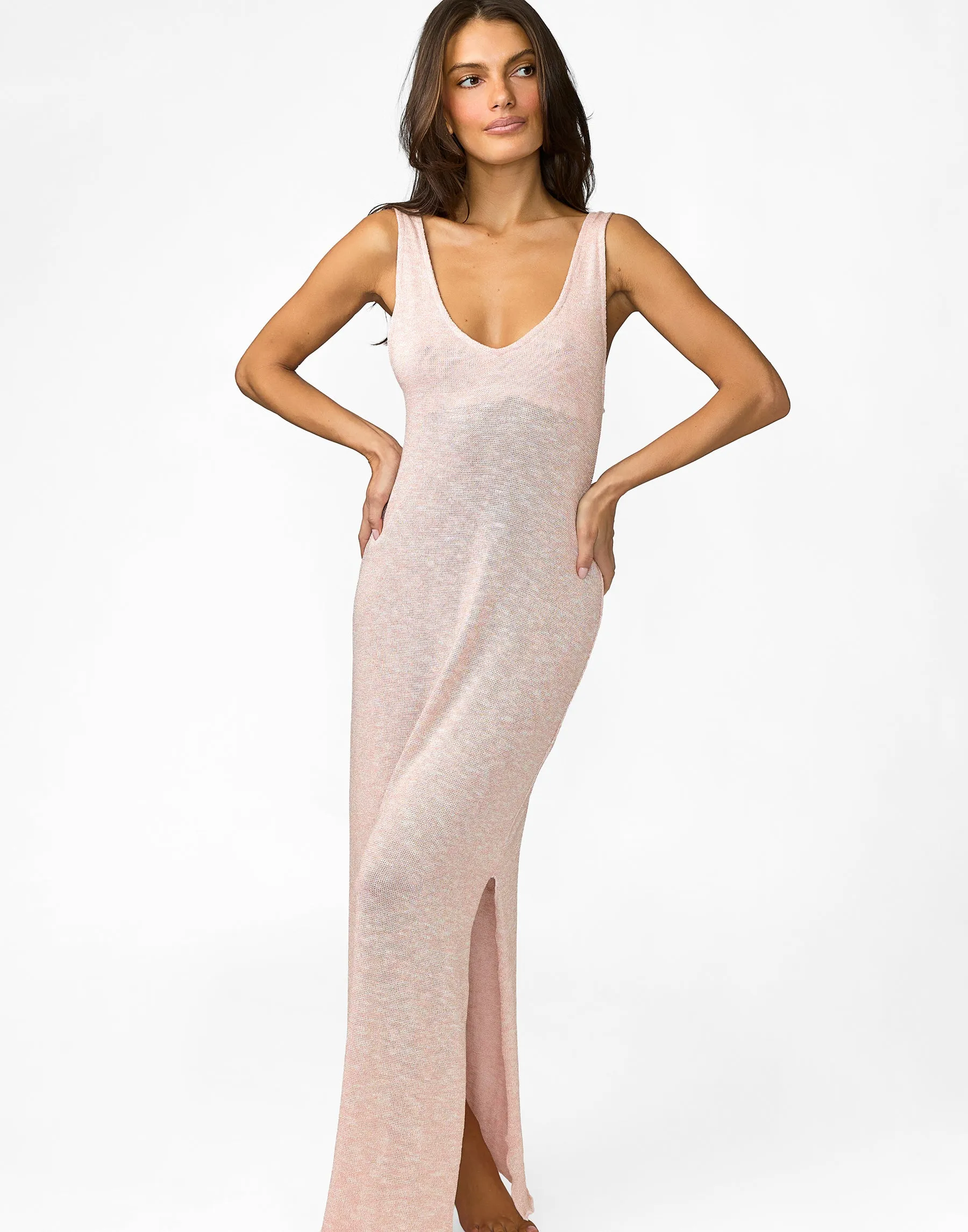 Amaia Maxi Dress - Pink Knit sold by Beach Bunny