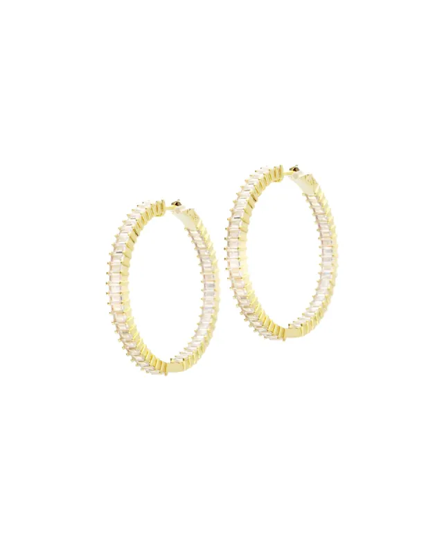 Sterling Baguette CZ Hoop by Marlyn Schiff - Gold made by Beach Bunny