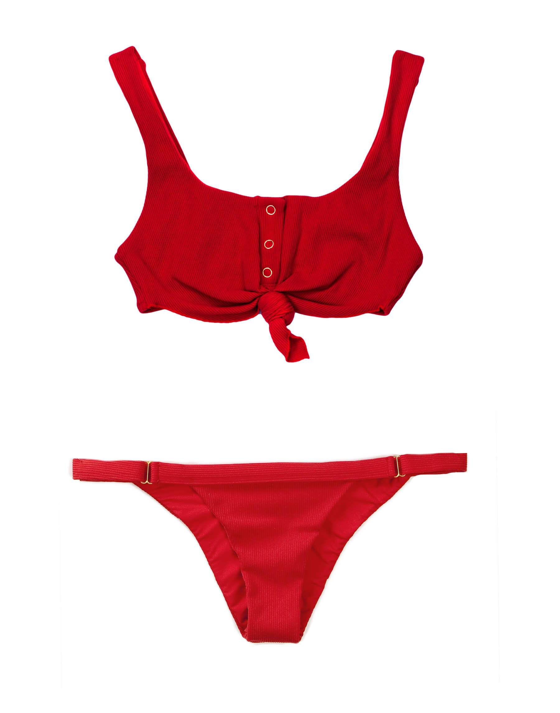 Rib Tide Adjustable Skimpy Bottom - Red sold by Beach Bunny product image thumbnail 4