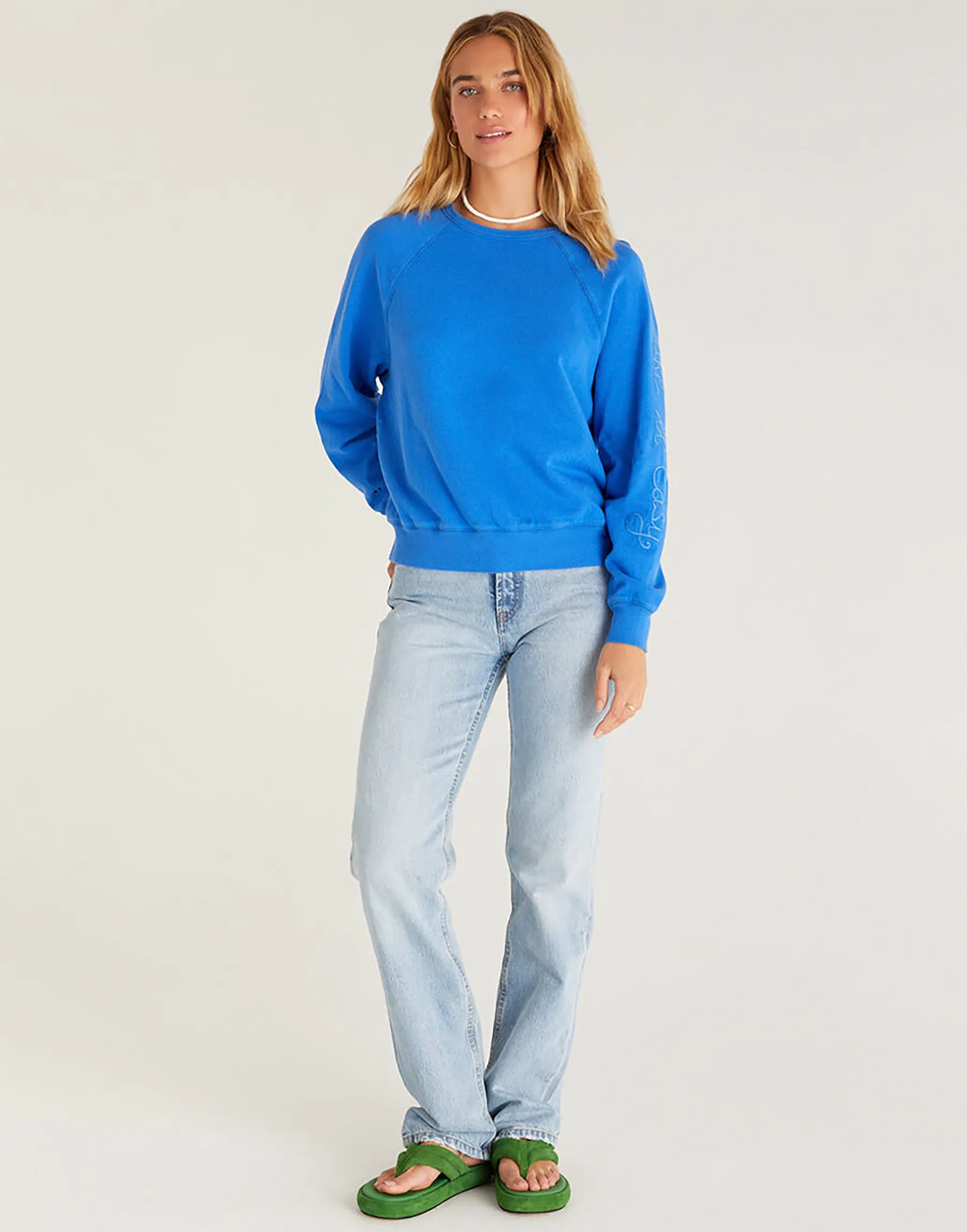 Vintage Statement Sweatshirt by Z Supply - Bright Blue sold by Beach Bunny product image thumbnail 5
