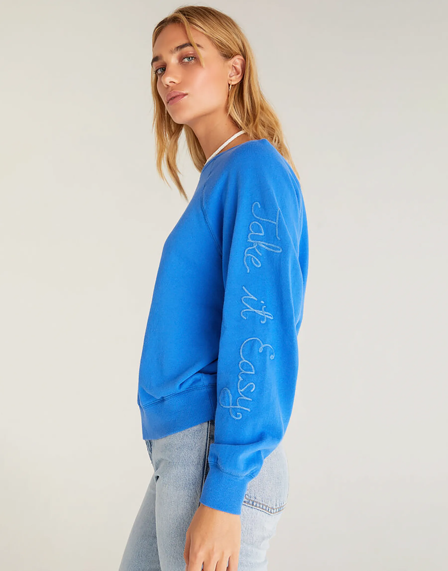 Vintage Statement Sweatshirt by Z Supply - Bright Blue sold by Beach Bunny product image thumbnail 2