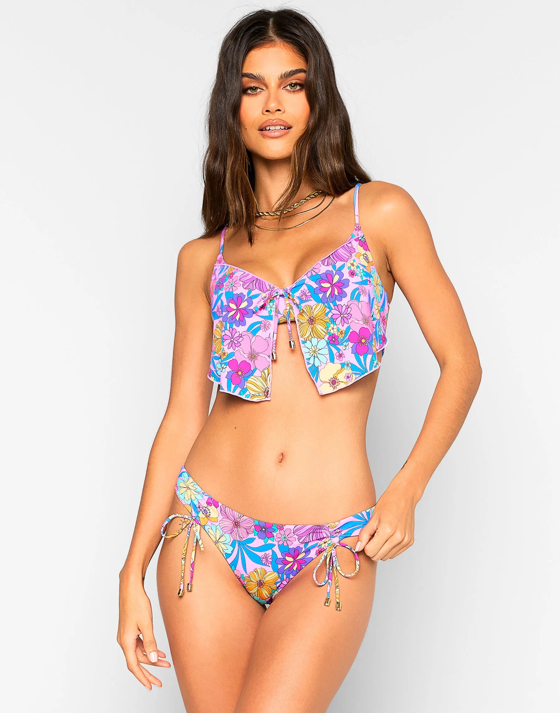Keoni Crop Top - Purple Floral sold by Beach Bunny product image thumbnail 2
