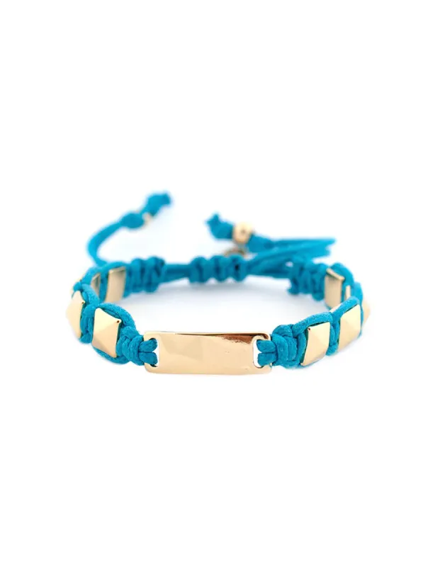 Pull Tie Bracelet by Marlyn Schiff - Gold/Turquoise sold by Beach Bunny