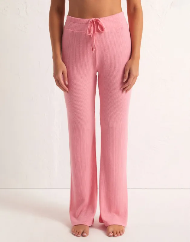 Beach Walk Rib Flare Pant by Z Supply - Cabana Pink sold by Beach Bunny