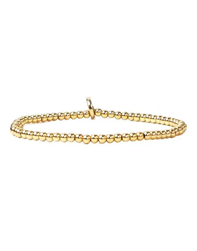 Metal Beaded Stretch Bracelet by Marlyn Schiff - Gold made by Beach Bunny