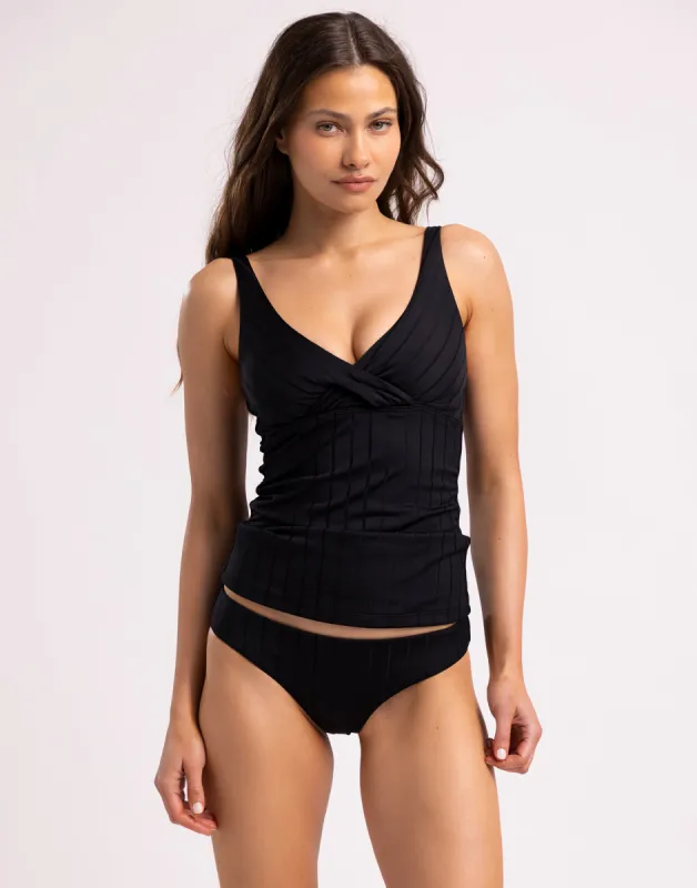 Vivian Tankini Top - Black Shiny Wide Rib made by Beach Bunny