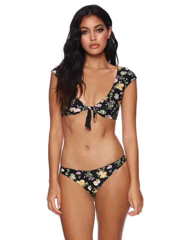 Margeaux Crop Top - Black Floral sold by Beach Bunny