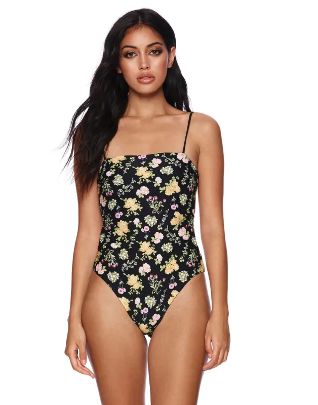 Luna One Piece - Black Floral sold by Beach Bunny