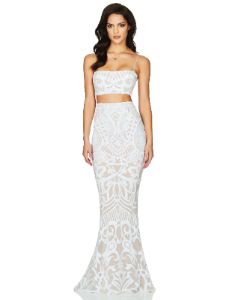 Mon Cherie Sequin Crop Top by Nookie - White sold by Beach Bunny