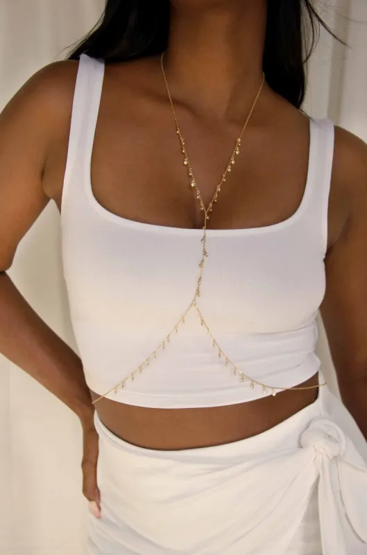 Crystal Fringe Body Chain by Ettika sold by Beach Bunny
