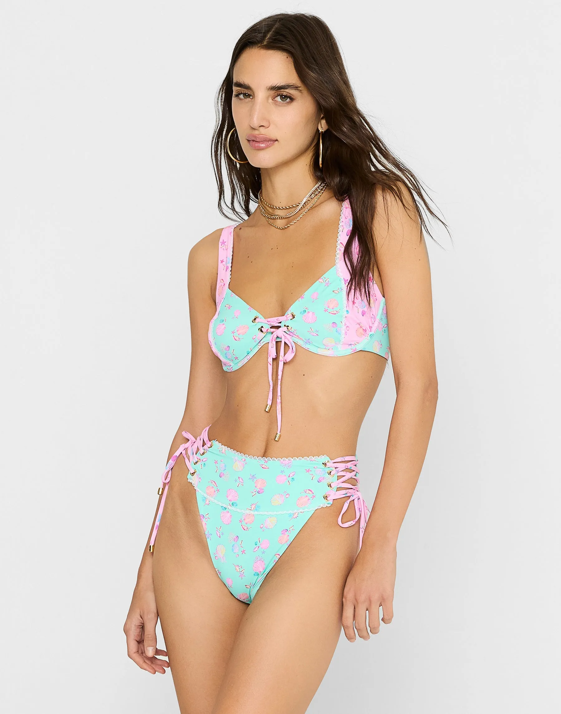 Maeven Underwire Top - Blue Ditsy Shell sold by Beach Bunny product image thumbnail 2