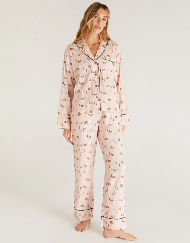 Sleep All Day Mountain PJ Set by Z Supply - Shell Pink made by Beach Bunny