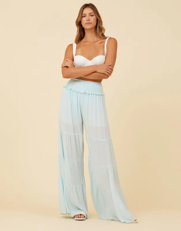 Swiss Dot Pant by Surf Gypsy - Sky Blue made by Beach Bunny