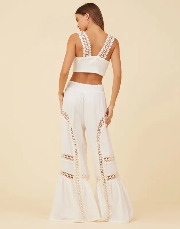 Flare Pant by Surf Gypsy - White sold by Beach Bunny