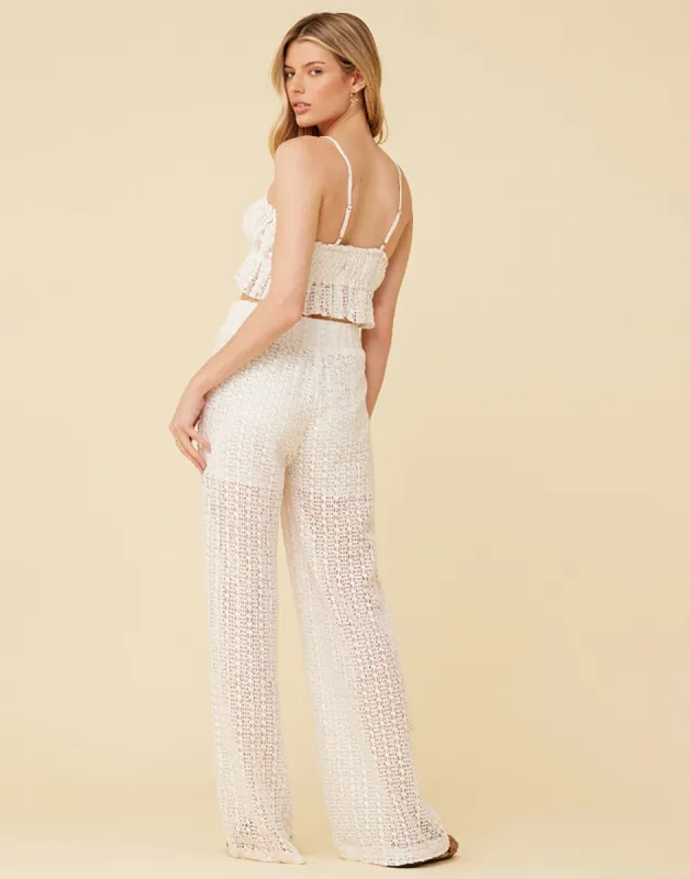 Crochet Stripe Pant by Surf Gypsy - White sold by Beach Bunny