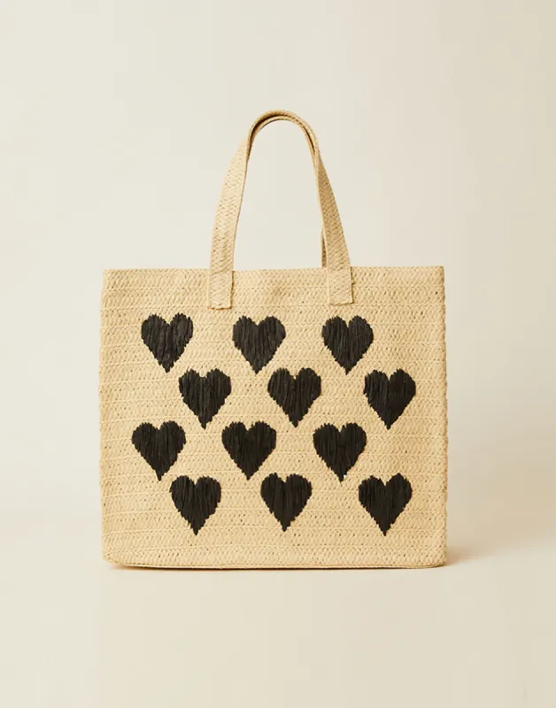 Be Mine Tote by BTB Los Angeles - Natural/Black sold by Beach Bunny