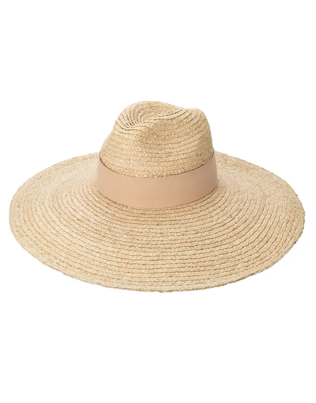 Raffia Braid Wide Brim Fedora with Suede Band by San Diego Hat Company - Natural sold by Beach Bunny