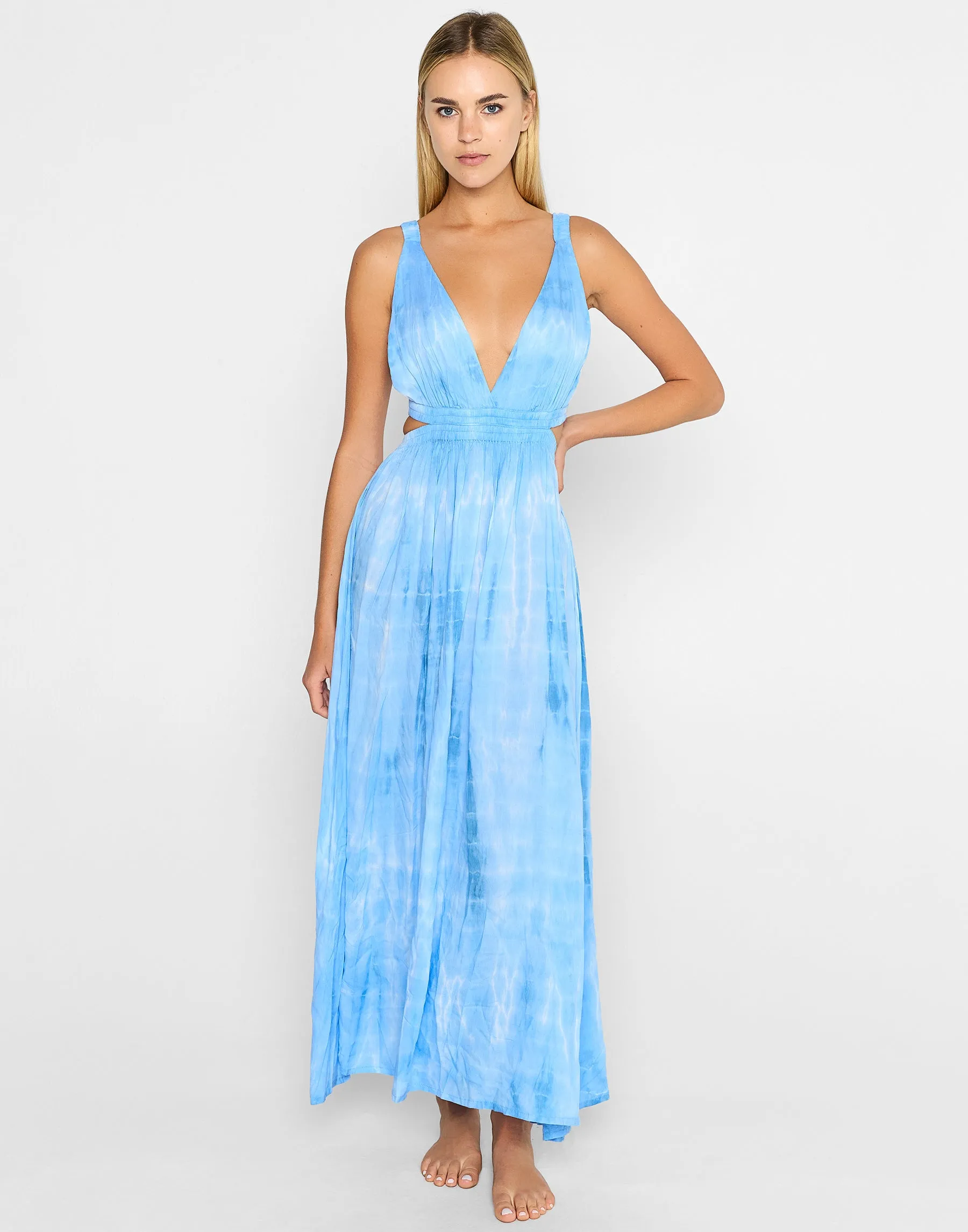 Hope Maxi Dress by Tiare Hawaii - Sky Grey Tie Dye sold by Beach Bunny