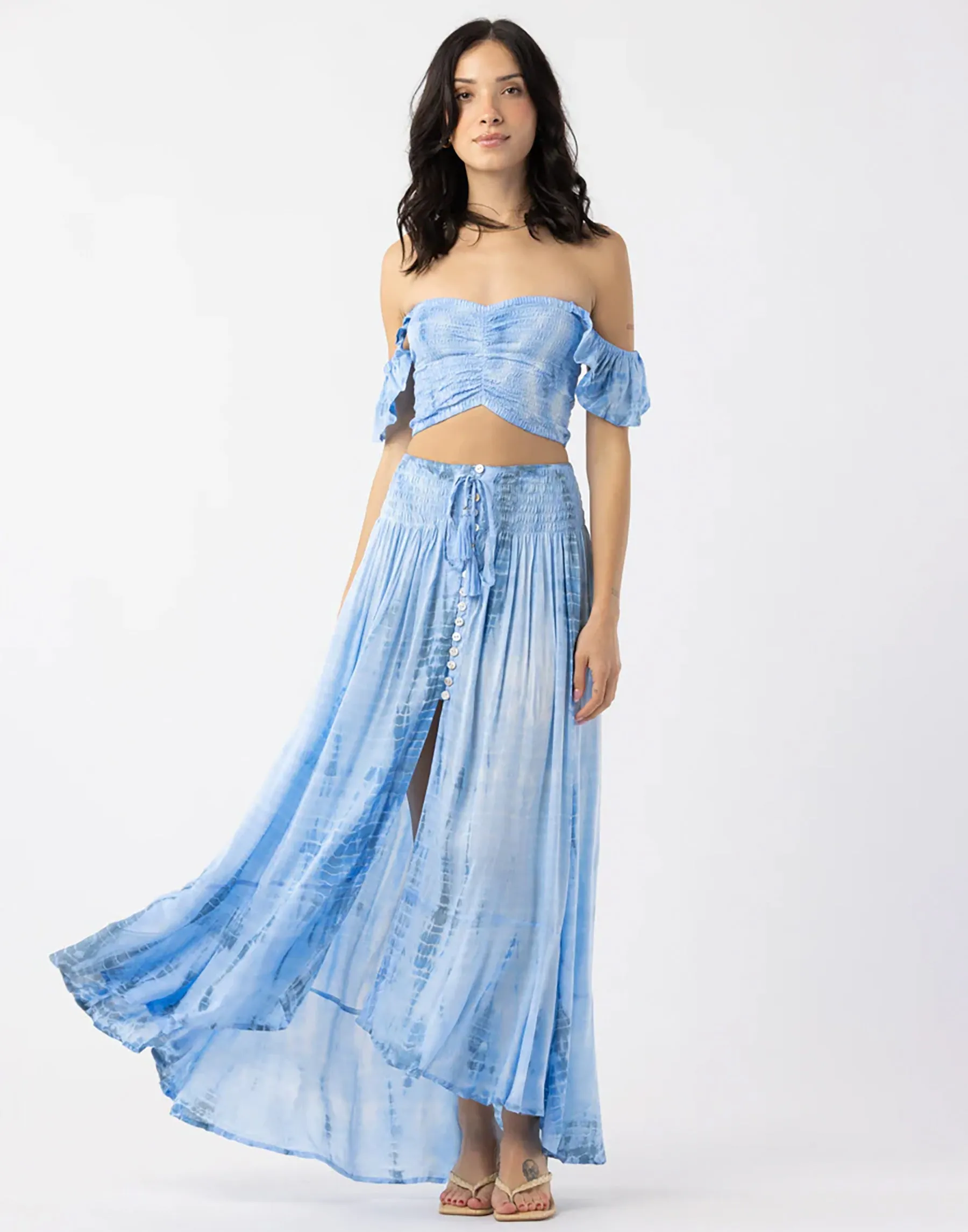 Hollie Crop Top by Tiare Hawaii - Sky Grey Tie Dye sold by Beach Bunny