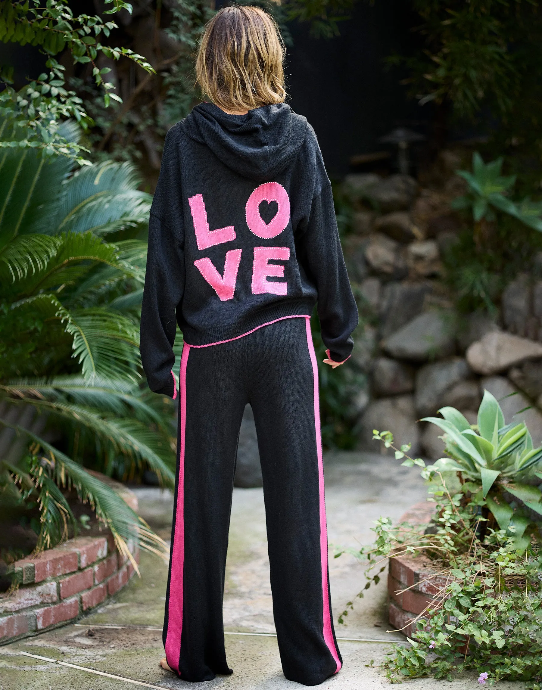 "Love" Jacquard Sweater Hoodie by Vintage Havana - Black sold by Beach Bunny product image thumbnail 3