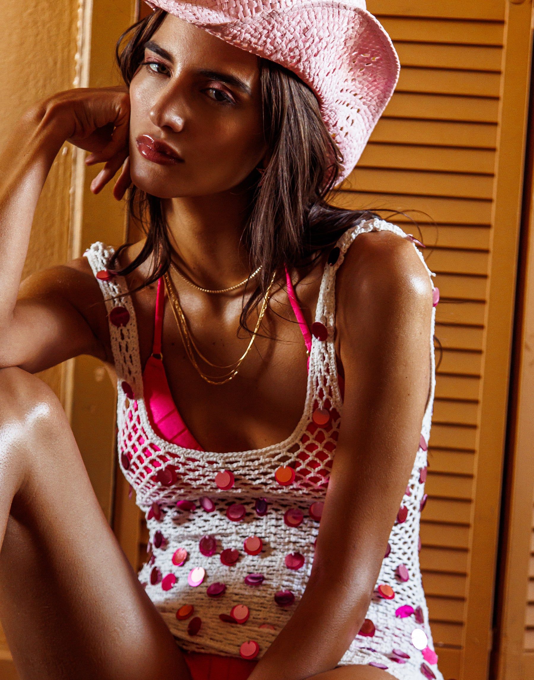 Crawford Crochet Tank Dress - Pink sold by Beach Bunny product image thumbnail 3