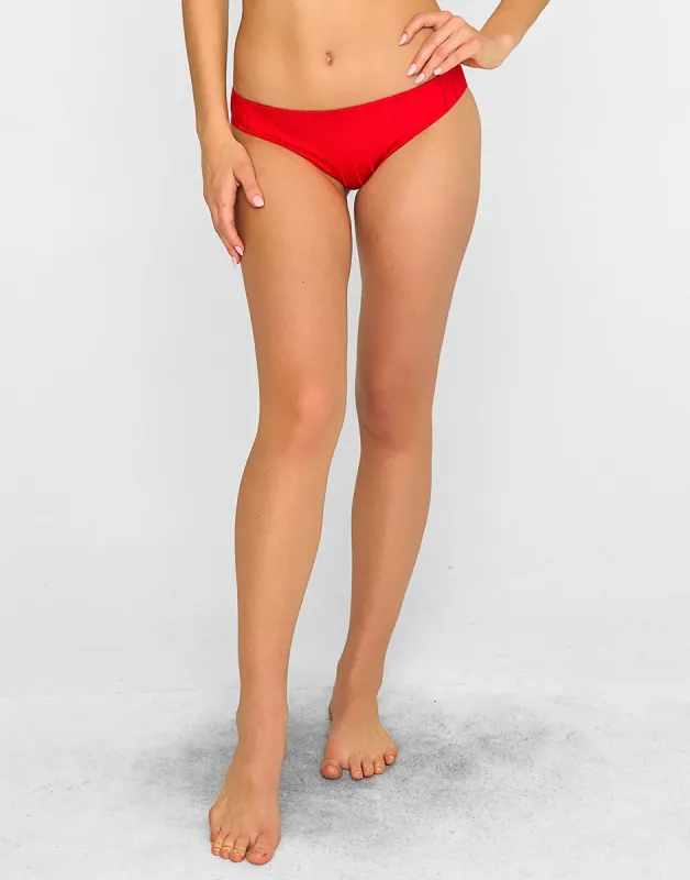 Gloria Full Bottom - Red Shiny Wide Rib sold by Beach Bunny