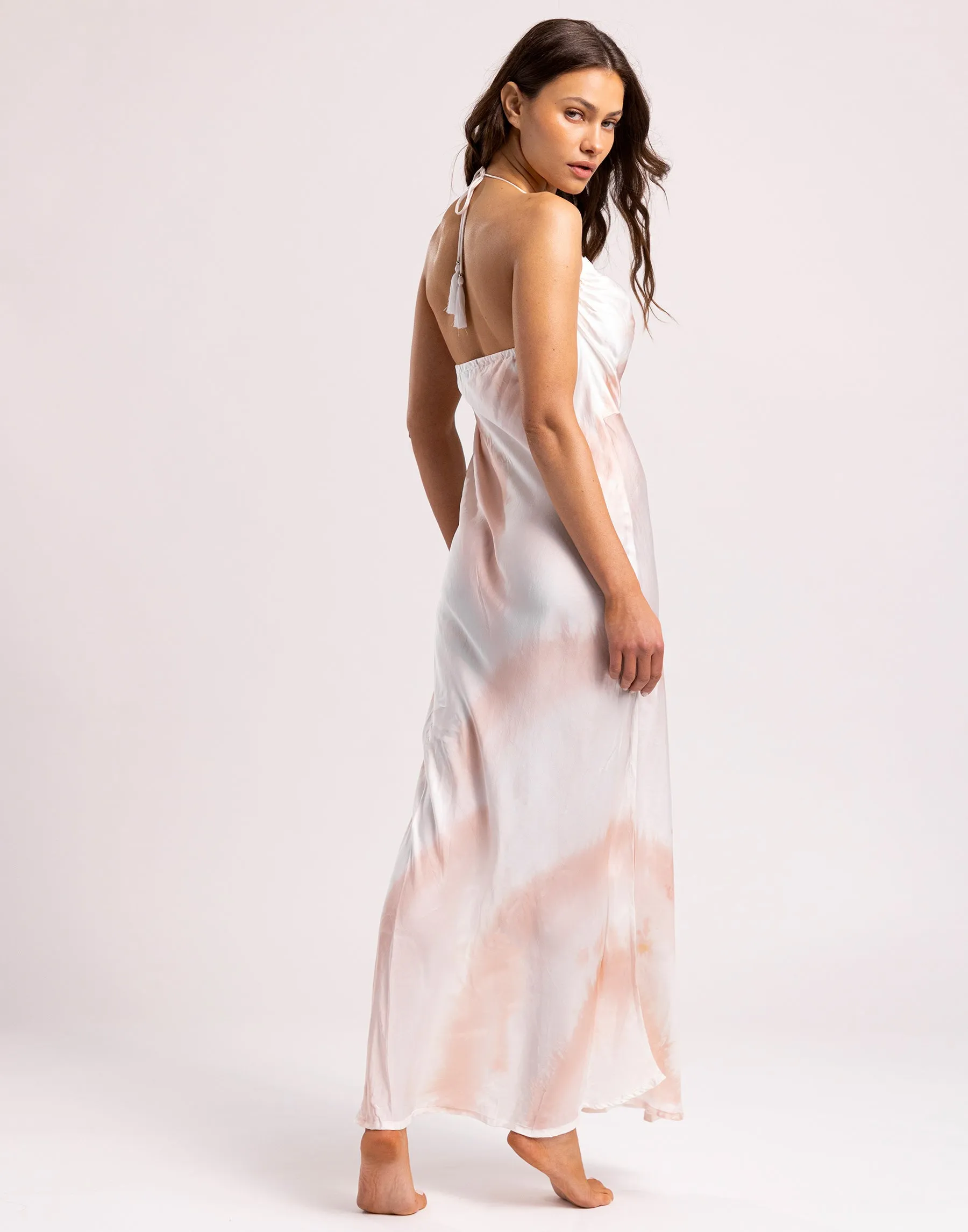 Luna Silk Maxi Dress by Tiare Hawaii - Cream Mauve Airbrush sold by Beach Bunny product image thumbnail 2
