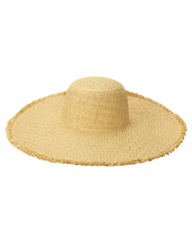 Cut & Sew Textured Weave Floppy Hat with Frayed Edge by San Diego Hat Company - Natural made by San Diego Hat Company