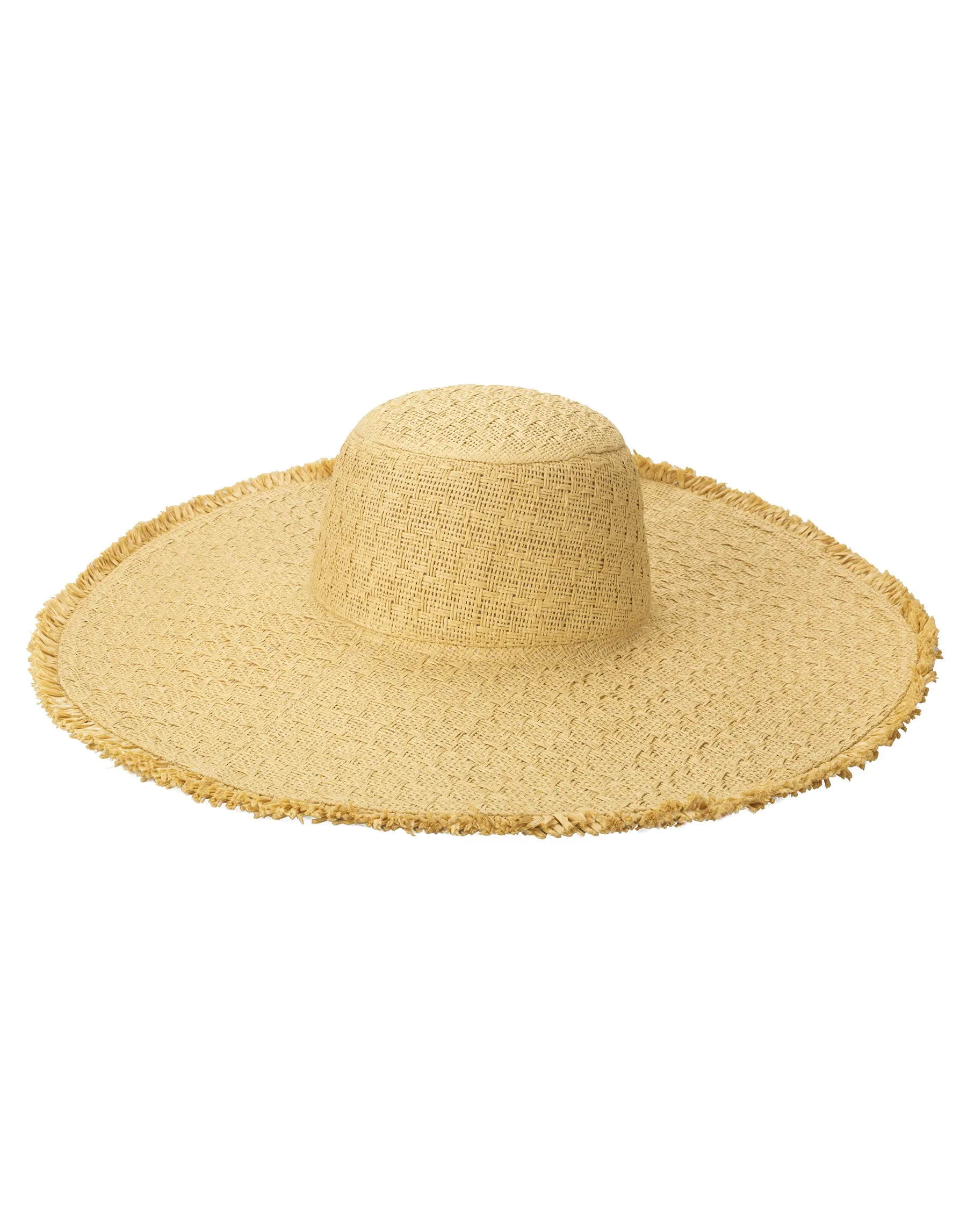 Cut & Sew Textured Weave Floppy Hat with Frayed Edge by San Diego Hat Company - Natural sold by Beach Bunny