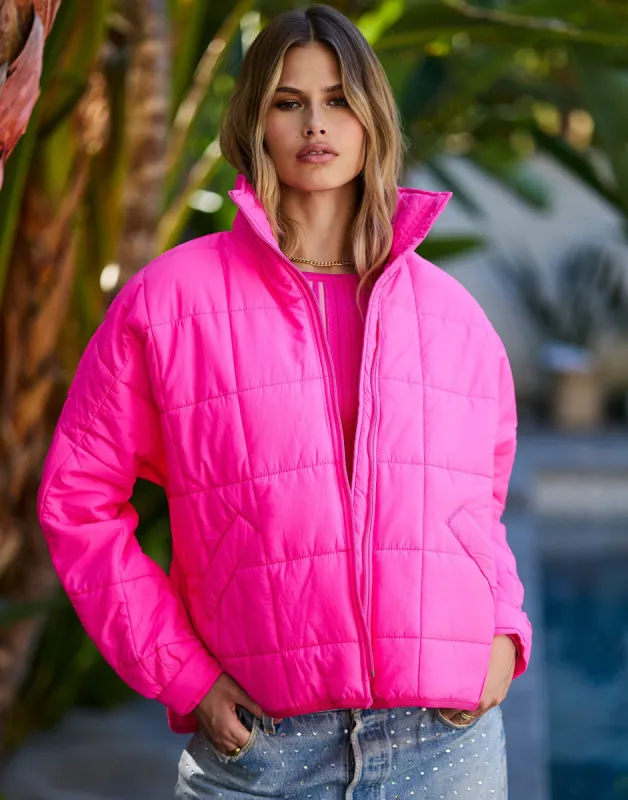 Bella Puffer Jacket by Summer Haus - Pink made by Beach Bunny