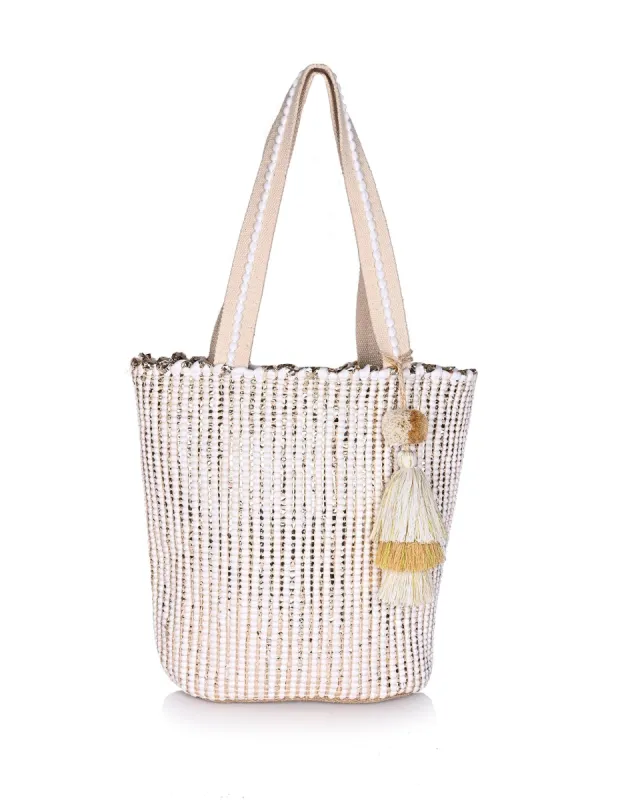 Natural Beauty Market Tote by America & Beyond - White sold by Beach Bunny