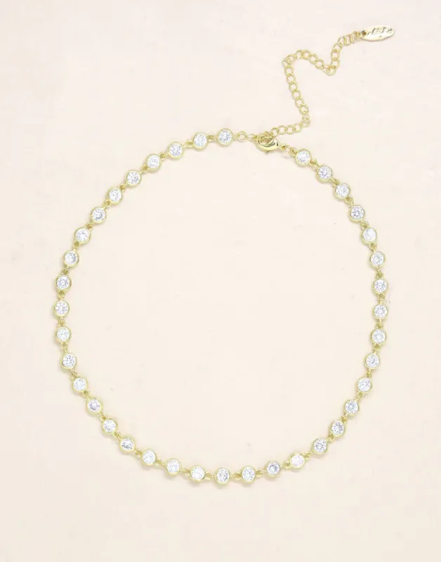 Crystal Disc & Gold Link Necklace by Ettika - Gold sold by Beach Bunny