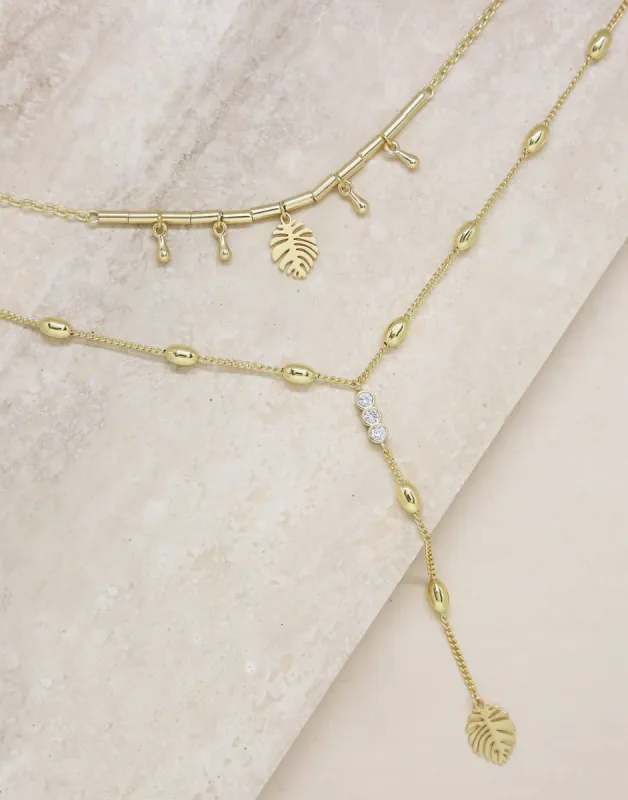 Under The Palms Layered Lariat Necklace by Ettika - Gold made by Beach Bunny