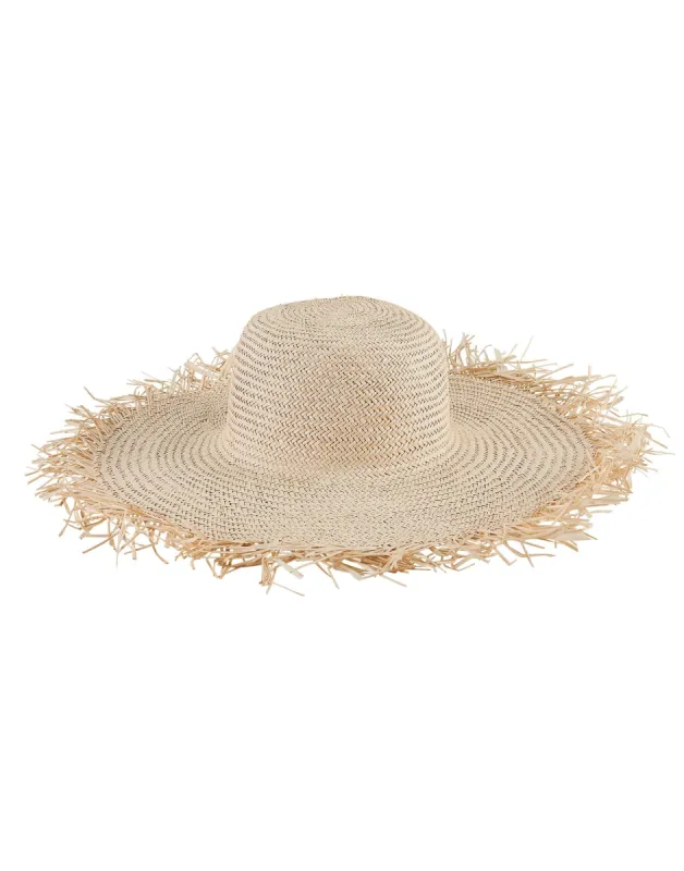 Woven Sun Hat with Frayed Edge by San Diego Hat Company - Natural made by Beach Bunny