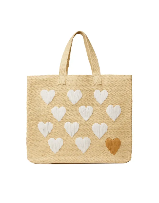 Be Mine Tote by BTB Los Angeles - Natural/White sold by Beach Bunny