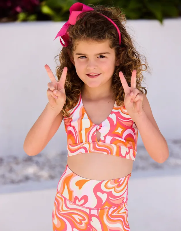 Katie Sports Bra by California Kisses - Child - Pink/Orange Multi made by Beach Bunny