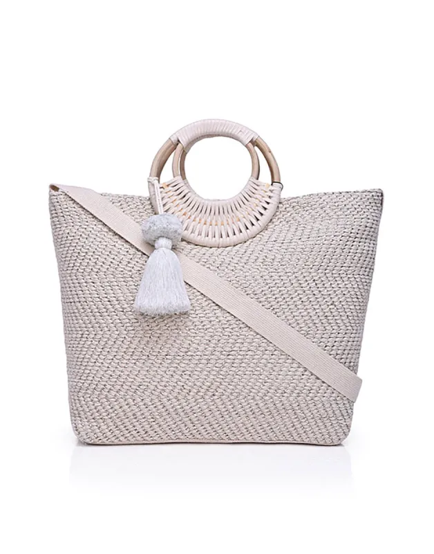Birch Lurex Durrie Tote by America & Beyond - White made by Beach Bunny
